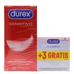 Durex Sensitivo Suave 12 uds. + 3 uds. invisible
