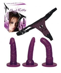 Bad Kitty Strap-On lila Pack 3
