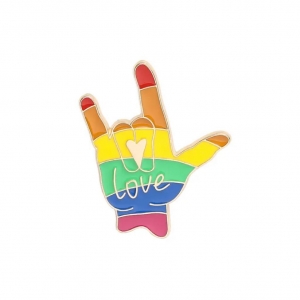 Pin dorado Mano bandera LGTBI+