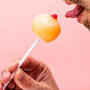 Piruleta de teta caramelo
